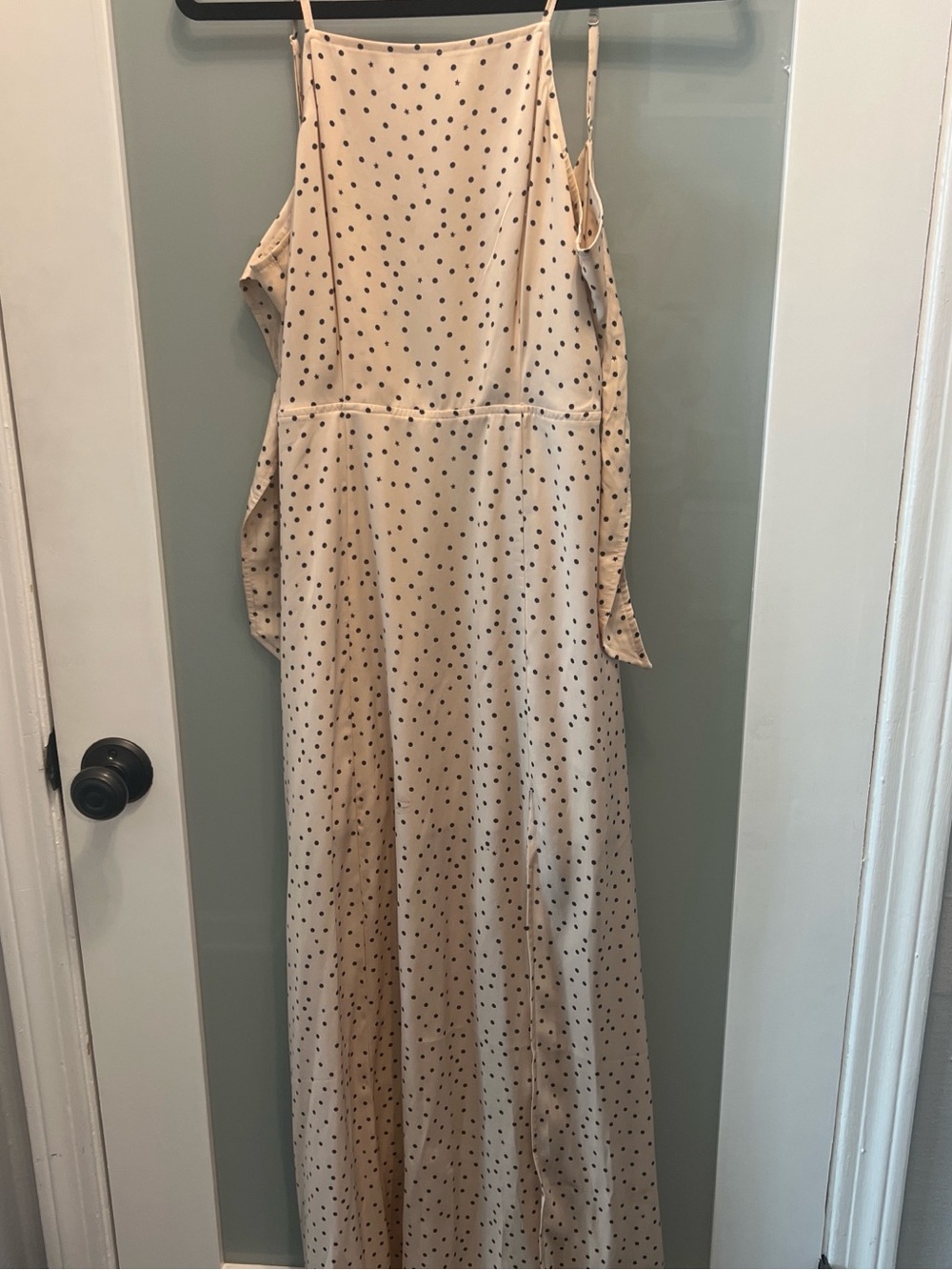 Express Cream Maxi Dress with Black Polka Dots
